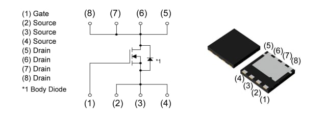 アプリケーション回路図 - ROHM Semiconductor RY7P250BMパワーMOSFET