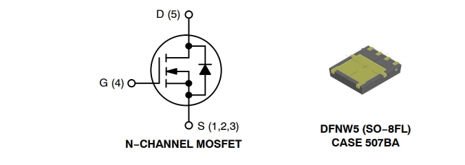 アプリケーション回路図 - onsemi NVMFWS1D7N04XM MOSFET
