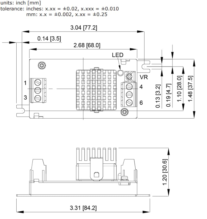機械図面 - CUI Inc DQC30 DC/DCコンバータ