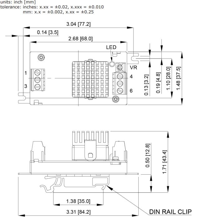 機械図面 - CUI Inc DQC30 DC/DCコンバータ