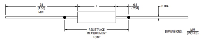 機械図面 - Bourns MS Riedon™ ベアメタル素子抵抗器