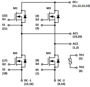 回路図 - onsemi NXH015F120M3F1PTGシリコンカーバイド（SiC）モジュール