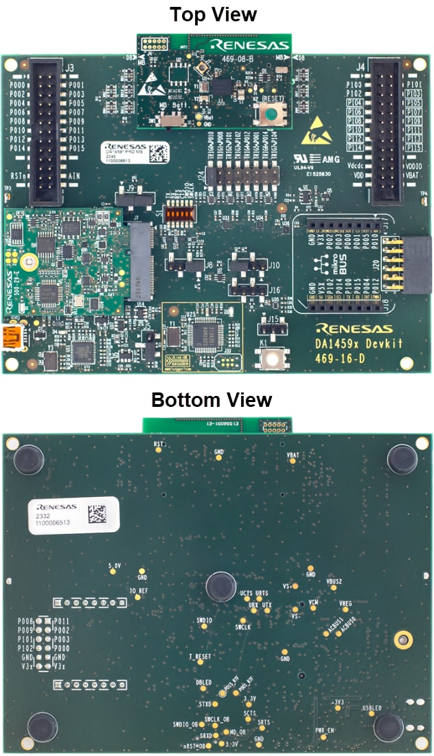 機械図面 - Renesas Electronics DA14594-006FDEVKT-P BLE開発キットPro