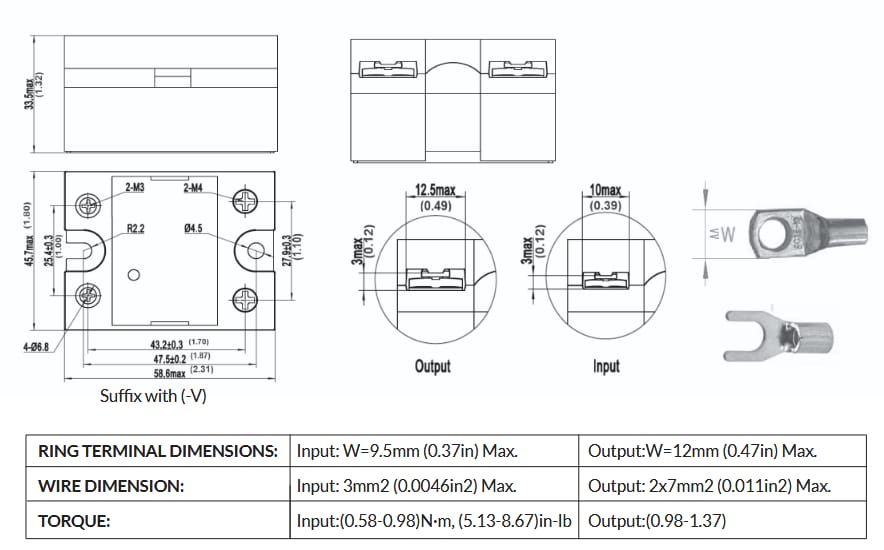 Mechanical Drawing - Altran Magnetics ASR-SI Single-Phase AC Output Solid-State Relays