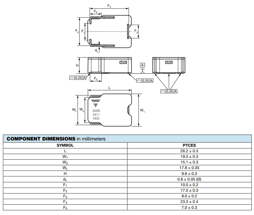 チャート - Vishay / BC Components PTCES SMD PTCサーミスタ