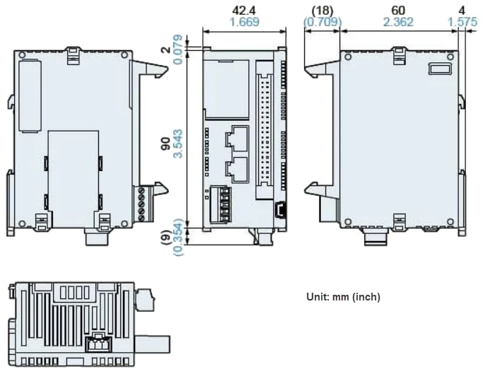 機械図面 - Panasonic Industrial Automation AFP0HC32ET プログラマブルロジックコントローラ（PLC）