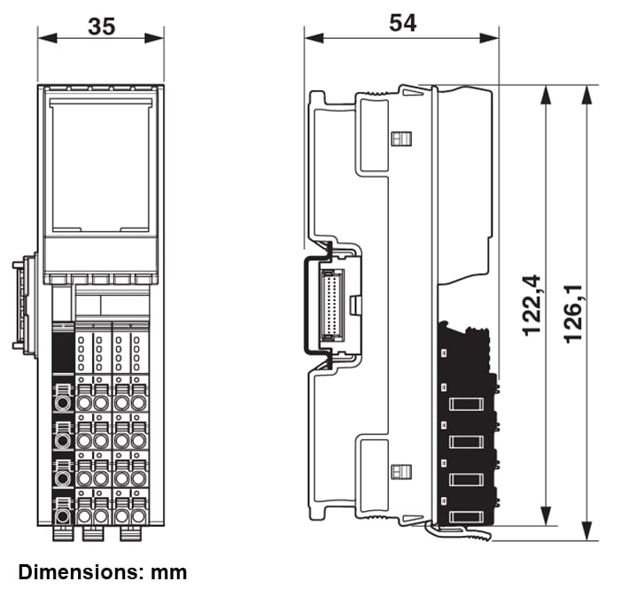 機械図面 - Phoenix Contact AXL F CNT21H機能モジュール