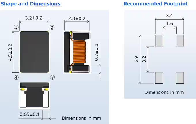 機械図面 - TDK AMT45Sパルストランス