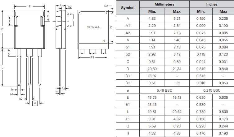 機械図面 - Littelfuse CMA160E1600HF シングル サイリスタ