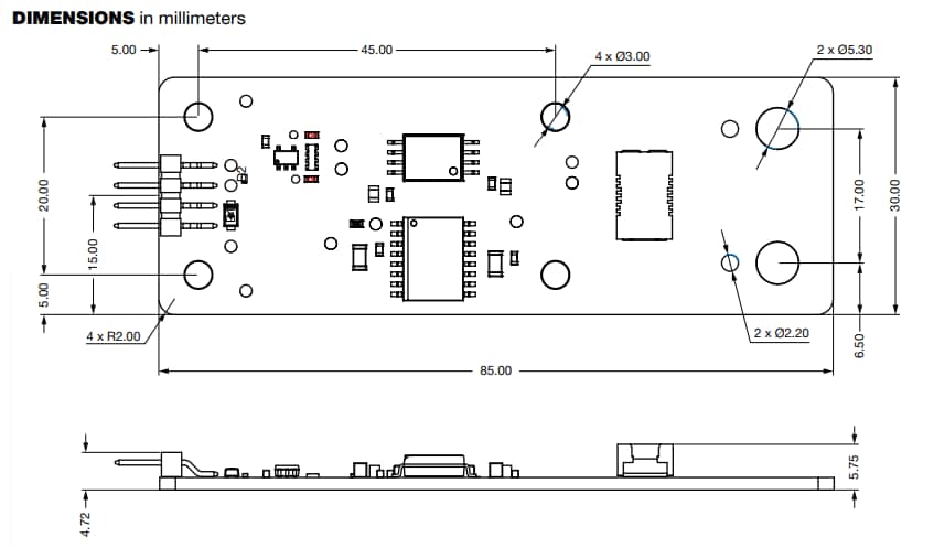 機械図面 - Vishay ISO-DC-VSAO 絶縁型DC電圧基準設計