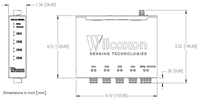 機械図面 - Amphenol Wilcoxon VDS130振動データソース