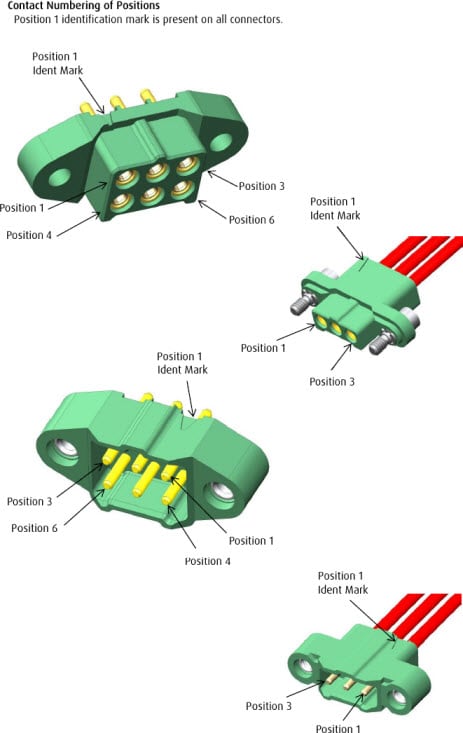 Harwin M300 Power Connector Contact Numbering