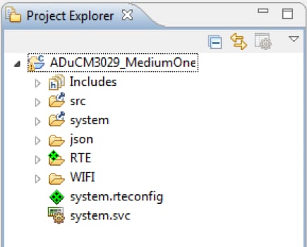 After Importing the Project Source Code Files into CrossCore Embedded Studio